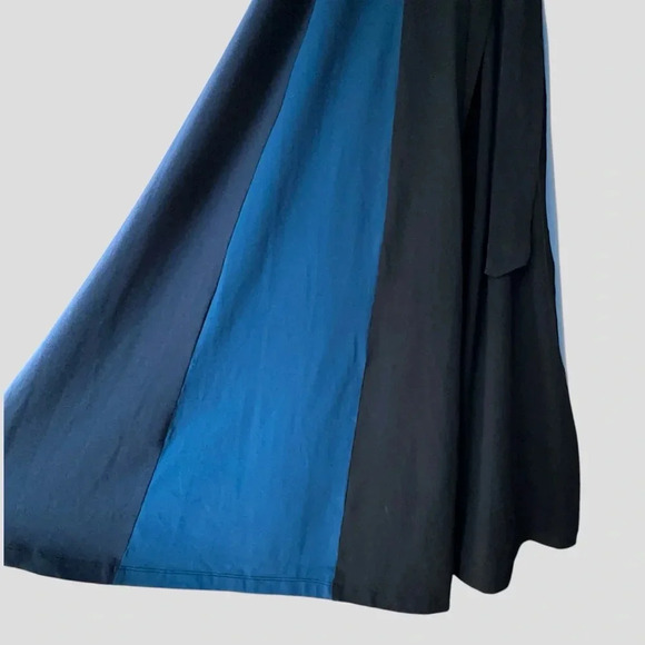 ESHAKTI NWOT COLORBLOCK STRIPE COTTON JERSEY WRAP DRESS | SIZE: EXTRA SMALL - Picture 10 of 12